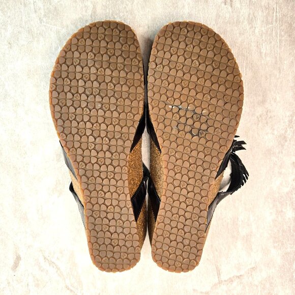 Mephisto Boho Sandals Size 8 Metallic Slip On Strappy Low Wedge Comfort Slides - Picture 7 of 10